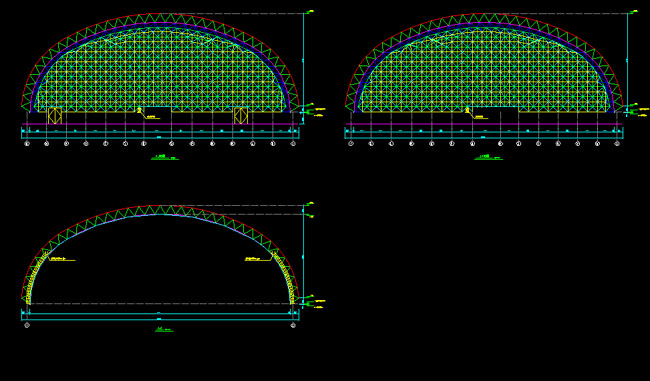黄山跨度110米，拱高35_7米煤棚网架